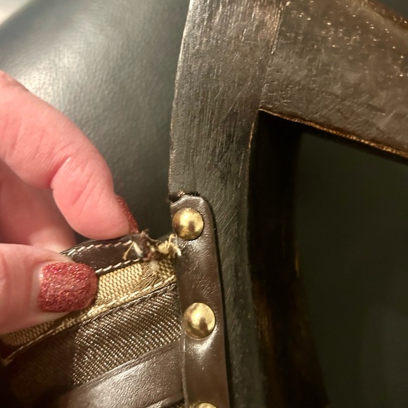 Coach clogs size 7, smalll tear on right show as shown. Priced accordingly - Picture 3 of 3